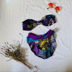 Vintage 80s Bikini Bandeau High-Cut Leg XS/S Swim